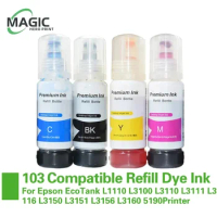Premium Compatible 103 Refill Dye Ink For Epson EcoTank L1110 L3100 L3110 L3111 L3116 L3150 L3151 L3156 L3160 5190Printer