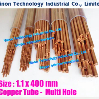 (100PCS/LOT) 1.1x400mm Copper Tube Multihole, Copper EDM Tubing Electrode MultiChannel Dia. 1.1mm, 400mm Long for Superdrill EDM