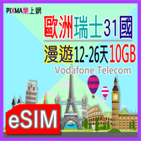 歐洲eSIM 歐洲27國上網5~7GB Vodafone德國荷蘭 義大利西班牙斯洛伐克 法國捷克上網可電話【樂上網】PIXMA