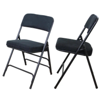 【美佳居】厚型沙發絨布椅座(5公分泡棉)折疊椅/洽談椅/麻將椅/工作椅/折合椅/摺疊餐椅-4入/組(黑色)