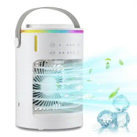 Personal Cooling Fan Compact Cooler Evaporative Air Fans USB Evaporative Ventilator With 3 Fan Speeds 7 LED Lights For Home Room