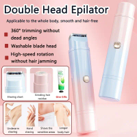 Women Electric Shaver 2 In 1 Bikini Trimmer Washable Painless Hair Removal Portable Full Body Face L