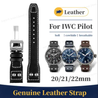 Genuine Leather Watch Strap for IWC Pilot Portugieser Portofino 20mm 21mm 22mm Cowhide Wristband Folding Buckle Watch Accessory