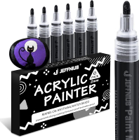 JEFFNIUB White Marker Broad Tip 2-3mm 6 Pcs Permanent White Marker Acrylic Paint for Tires Pebbles W