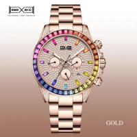 BEXEI 9155 Rainbow Crystal Bezel 360 zircons Dial movement mechanical watch Luxury sapphire 5ATM wat