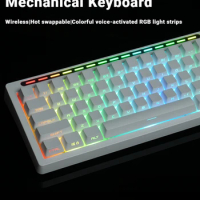 ECHOME R66 Mechanical Keyboard Wireless Tri-mode Gasket Hot Swap Voice-activated RGB Built-in Knob Custom Office Gaming Keyboard