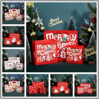 10pcs Christmas Kraft Paper Bag Xmas Gift Paper Bag Candy Food Cookies Packing Paper Bags Christmas and New Year decoration