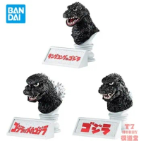 BANDAI Original Gashapon Anime Figure Godzilla Head Carving Action Figure Christma Ornament Collectible Model Gift Toys for Kids