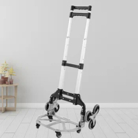 Aluminum alloy folding trolley climbing stairs trolley upstairs pull truck shopping trolley
