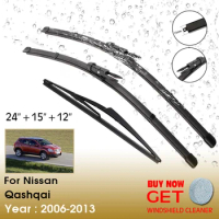 Car Wiper Blade For Nissan Qashqai 2006-2013 Windshield Rubber Silicon Refill Front Window 24"+15"+12"Auto Accessories