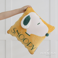 【HOYACASA 】x史努比聯名系列-暖暖兩用抱枕毯-向日黃