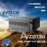 【AVTECH 陞泰】AVZ8136 32路 1080P XVR 錄影主機 支援8硬碟 PTZ 昌運監視器