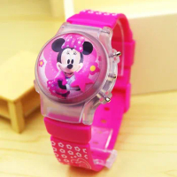 Disney Mickey Minnie children's watch action figure spiderman luminous flash music toy Watch kids clock watches birthday gifts
