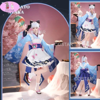 COSTAR Game Genshin Impact Maid Kamisato Ayaka Cosplay Costume Halloween Outfits Women Anime Clothing