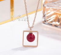 日韓國18K玫瑰金項鏈女925純銀簡約韓版鎖骨鏈配飾品紅色珍珠吊墜