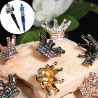 New 5PCS Shiny Diamond Crown Beads DIY Pen Bead Phone Key Chain Necklace Earrings Bracelet Alloy 3D Crown Jewelry Accessories