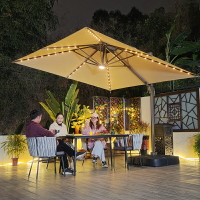 戶外傘 ● 戶外傘 太陽能 遮陽傘 庭院傘 花園 大型LED燈 露臺 花園 室外 擺攤 羅馬傘