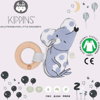 【Kippins】澳洲有機棉櫸木固齒器/手搖鈴(月亮小鼠)