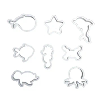 8pcs Plastic Cookie Cutter Mold Sea animal Fondant Cake DIY Baking Mould Whale Dolphin Sea Horse Biscuit Stamps Embosser Tools