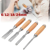1pc Woodworking Chisel 6/12/18 /24mm Woodcut Wood Sculpture Flat Chisel Wood Carve DIY Woodworking Hand Tool