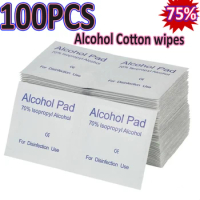 100PCs 75% Alcohol Pad Disposable Disinfection Cotton Pads Car Detailing Glass Wash Towel Alcohol Wipes Screen Glasses Cleaning