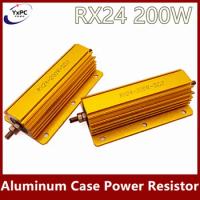 1PCS RX24 200W Aluminum Power Metal Shell Case Wirewound Resistor 0.1~100K 0.1R 0.2R 0.5R 1.2R 2R 4.7R 6R 8R 10R 20R 33R 100Rohm