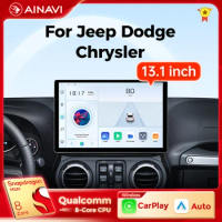 Ainavi 13.1 Inch Car radio For Jeep Chrysler Dodge Compass Caravan Ram 1500 Wireless Carplay Android Auto Multimedia Player 2Din