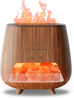 Essential Oil Diffuser for Home: 200ml Wood Grain Scent Diffuser - Pure Himalayan Pink Salt Rock - C