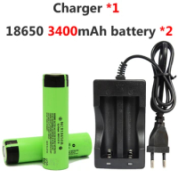 2pcs/lot 18650 Battery 3.7v 3400mah Rechargeable Li-ion Battery For Panasonic + 1xNK-809 Charger for Flashlight Power Bank