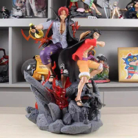 51cm One Piece Ambition Inheritance And Bonds Luffy Shanks Figure Statue Animation Peripherals Large Model Ornaments Toys Gifts