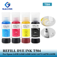 GACINK T504 504 Refill Dye Ink For Epson Eco Tank L4150 L4160 L4260 L6161 L6171 L6270 L14150 Desktop Dye Ink