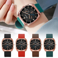 1pc Fashion Korean Quartz Women's Watch Square Dial Silicone Luxury Elegant S Watch I0W8
