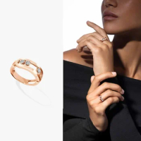 Gioielleria raffinata S925 anello scorrevole con diamanti in oro rosa gioielli di moda nuovo Versatile consegna gratuita classic