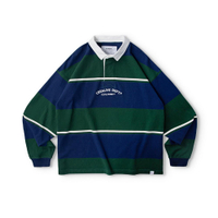 【滿額現折100~】 Filter017 Stripe Rugby Shirt 藍綠 長袖 條紋英式橄欖球衫 男女款 H6761【新竹皇家】