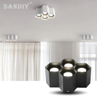 SANDIY Ceiling Lights GU10 Spotlight Hexagon Downlights Ceiling Mount Led Spot Lamp for Kitchen Livingroom Minimalist Lighting