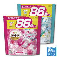 【日本P&amp;G】4D炭酸機能活性去污強洗淨洗衣精凝膠球86顆/最大袋家庭包(洗衣機槽防霉-平輸品5年效)