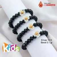 Gelang Anak Kristal Kombinasi Emas Mas Asli Lily J5 Ismoyo HITAM