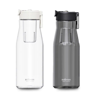 【NOBVAN】運動水壺 健身水壺 茶水分離杯 隨身瓶(1200ml/磁彈/隔離/提繩/耐冷耐熱)