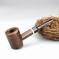 High Quality Ebony Wood Pipe 9mm Filter Straight Smoking Pipe Hammer Design Tobacco Pipe Handmade Smoke Accessory