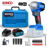 SONCO 38890 Heavy Duty 688VF Cordless Impact Wrench Electric 1/2 Inch Socket Drill Screwdriver Bater