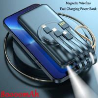 80000mAh Super Fast Charging Magnetic Wireless PowerBank with Built-in 4 USB Data Cables To Charge Four Devices At The Same Time