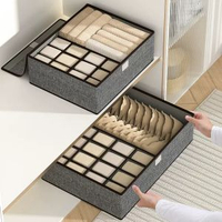 分隔加蓋棉麻布藝分格收納盒家用衣櫃抽屜內衣分隔整理盒儲物盒