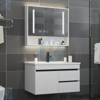 Nordic Smart Solid Wood Bathroom Cabinet Combination Modern Simple Wash Face Basin Toilet Mirror