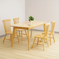 【HappyLife】簡約實木餐桌 160公分 一桌四椅 11278(實木桌 餐桌 桌子 書桌 辦公桌 咖啡桌 木桌子)