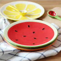 家用陶瓷盤子創意水果盤8寸西瓜盤日式牛排盤點心早餐盤個性餐具