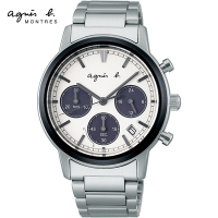 agnes b. 法式熊貓錶 簡約太陽能計時腕錶VR42-KPJ0S(BZ5011X1)40mm