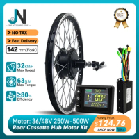 Electric Bicycle Conversion Kit 36V 48V 250W 350W 500W Rear Cassette Wheel Hub Motor Dropout 142mm For ebike Kit 16-29inch700C