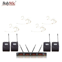 4 channels wireless microphone UHF Wireless Headset Microphone System Bolymic