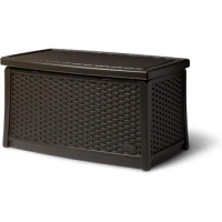 Suncast 30 Gallon Resin Outdoor Patio End Table Storage Box, Java