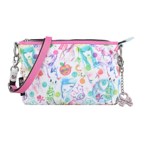 【TOKIDOKI】TOKIDOKI 透明藍LOGO日系暈染風格圖案尼龍拉鍊手拿包斜背包(彩x粉紅)